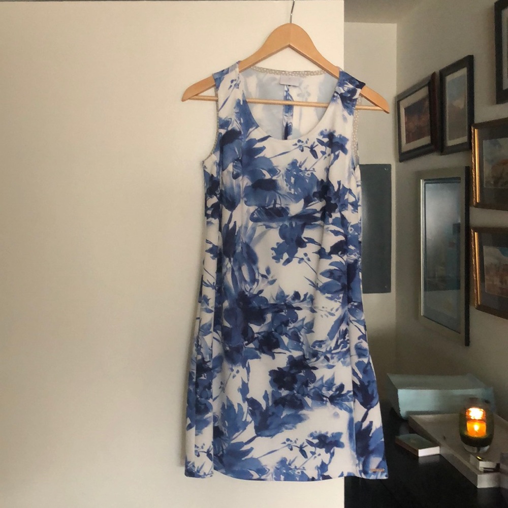 Conte of Florence blue and white shirt dress